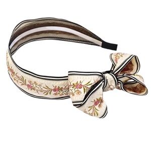 White Vintage Style Bowknot Decorative Floral Headband